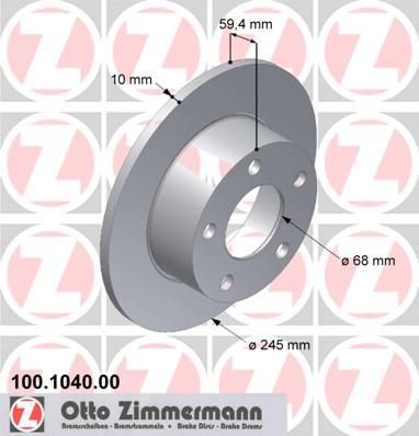 Zimmermann 100.1040.00 тормозной диск на AUDI 100 (44, 44Q, C3)