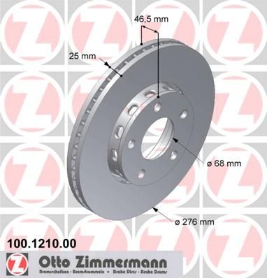 Zimmermann 100.1210.00 тормозной диск на AUDI 100 (44, 44Q, C3)