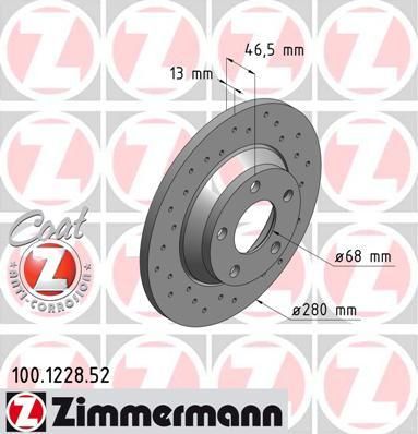 Zimmermann 100.1228.52 тормозной диск на AUDI A4 Avant (8D5, B5)