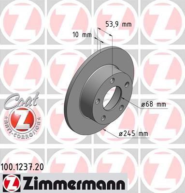 Zimmermann 100.1237.20 тормозной диск на AUDI A6 (4B2, C5)