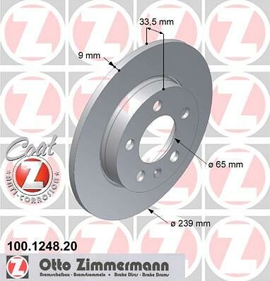 Zimmermann 100.1248.20 тормозной диск на VW GOLF IV (1J1)