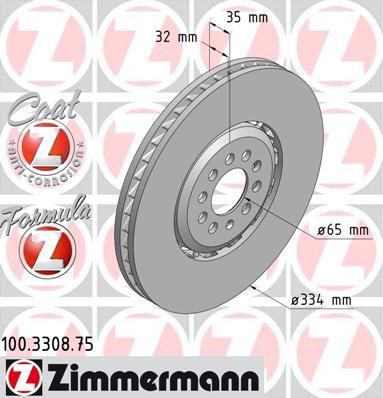 Zimmermann 100.3308.75 тормозной диск на VW GOLF IV (1J1)