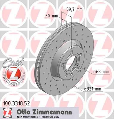 ZIMMERMANN ТОРМОЗНОЙ ДИСК SPORT COAT Z AUDI A6 04->; A8 (100331852)