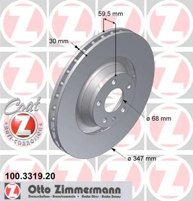 Zimmermann 100.3319.20 тормозной диск на AUDI A6 Allroad (4FH, C6)