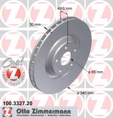 Zimmermann 100.3327.20 тормозной диск на AUDI TT (8J3)