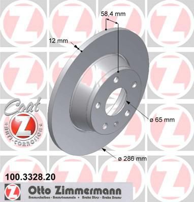 Zimmermann 100.3328.20 тормозной диск на AUDI TT (8J3)