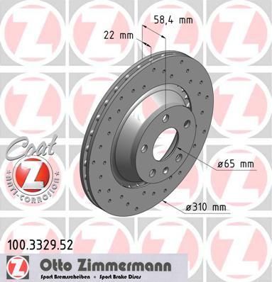 Zimmermann 100.3329.52 тормозной диск на AUDI TT Roadster (8J9)