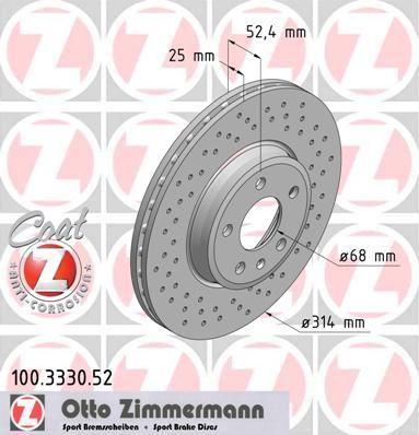 ZIMMERMANN Диск тормозной пер. Sport Coat z AD A4 3.2 quattro (100333052)