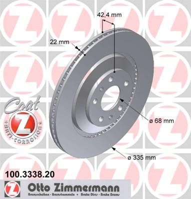 Zimmermann 100.3338.20 тормозной диск на VW PHAETON (3D_)