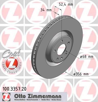 ZIMMERMANN Торм.диск пер.[356x34] 5 отв. (100.3357.20)