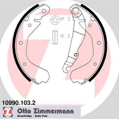 Zimmermann 10990.103.2 комплект тормозных колодок на OPEL KADETT E Наклонная задняя часть (33_, 34_, 43_, 44_)