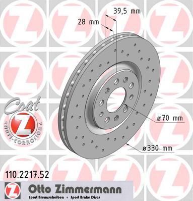 Zimmermann 110.2217.52 тормозной диск на ALFA ROMEO 159 (939)