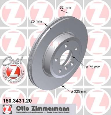 ZIMMERMANN ТОРМОЗНОЙ ДИСК X 3 ( ) 2.5I, 3.0I, 3.0D, 2.0D ПЕРЕД ВЕНТИЛ (150 3431 20)