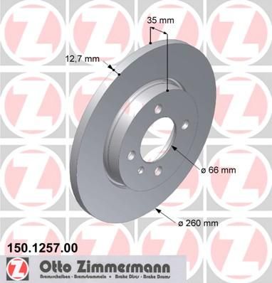 Zimmermann 150.1257.00 тормозной диск на 3 (E30)