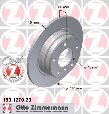 Zimmermann 150.1270.20 тормозной диск на 3 купе (E46)