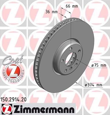 ZIMMERMANN Диск торм. пер. лев. 5 (F07, F11, F10, F18)/7 (F01, F02, F03, F04) 09> (150.2914.20)