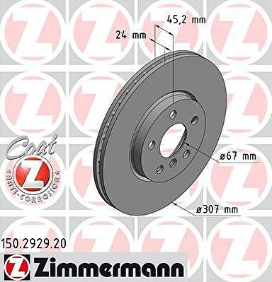 Zimmermann 150.2929.20 тормозной диск на MINI MINI CLUBMAN (F54)