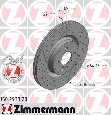 Zimmermann 150.2933.20 тормозной диск на MINI MINI Roadster (R59)