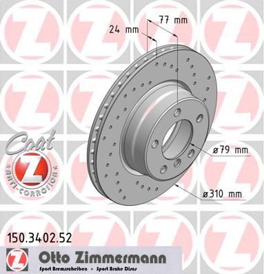 ZIMMERMANN ДИСК ТОРМ 5 E60/E61 F 03/07->> (150340252)