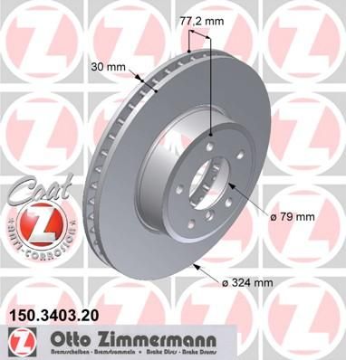 ZIMMERMANN ДИСК ТОРМОЗНОЙ ПЕР. (150.3403.00) (150340320)