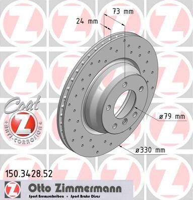 ZIMMERMANN Торм.диск пер.вент.[330x24] 5 отв.[min 2] Sport (150.3428.52)