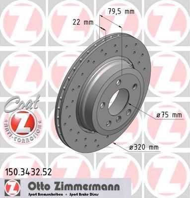 Zimmermann 150.3432.52 тормозной диск на X3 (E83)