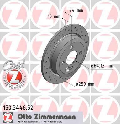 Zimmermann 150.3446.52 тормозной диск на MINI MINI Roadster (R59)