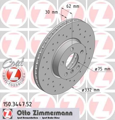 ZIMMERMANN Диск тормозной пер. Sport Coat z X5 E70 (150344752)