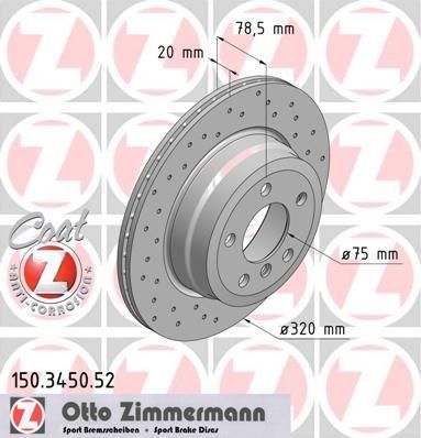 ZIMMERMANN ТОРМОЗНОЙ ДИСК SPORT COAT Z X5(E70) 07-> (150345052)