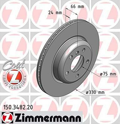 ZIMMERMANN Торм.диск.пер.[330x24] 5 отв.[min2] Coat Z (150.3482.20)