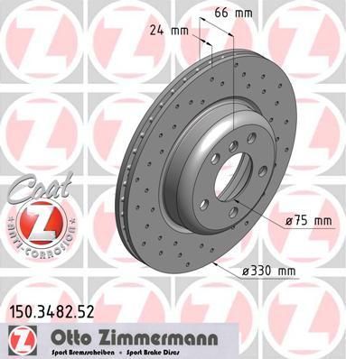 ZIMMERMANN Торм.диск пер.вент.[330x24] 5 отв.[min 2] (150.3482.52)