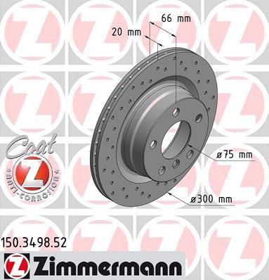 Zimmermann 150.3498.52 тормозной диск на 2 купе (F22, F87)