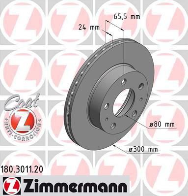 ZIMMERMANN Тоpмозной диск BS PSA FIAT Coat Z (180301120)