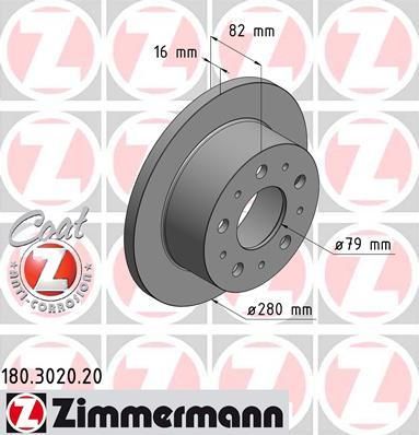 Zimmermann 180.3020.20 тормозной диск на FIAT DUCATO фургон (244)