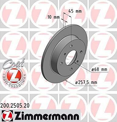 Zimmermann 200.2505.20 тормозной диск на NISSAN PRIMERA Traveller (WP11)