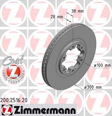 Zimmermann 200.2516.20 тормозной диск на NISSAN PATHFINDER II (R50)