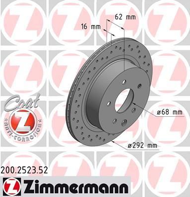 Zimmermann 200.2523.52 тормозной диск на NISSAN X-TRAIL (T31)