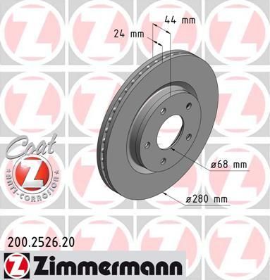 Zimmermann 200.2526.20 тормозной диск на NISSAN JUKE (F15)