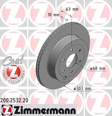 Zimmermann 200.2532.20 тормозной диск на NISSAN NAVARA (D40)