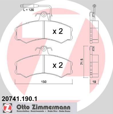 Zimmermann 20741.190.1 комплект тормозных колодок, дисковый тормоз на FIAT DUCATO Panorama (280)