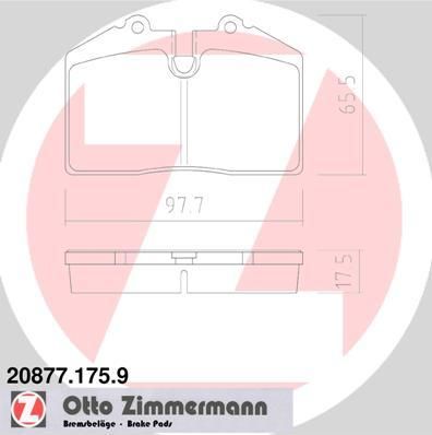 Zimmermann 20877.175.9 комплект тормозных колодок, дисковый тормоз на PORSCHE 911 кабрио (993)