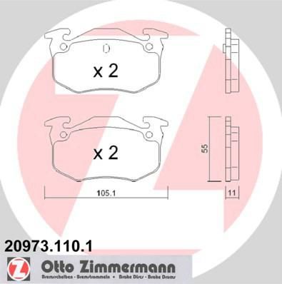 Zimmermann 20973.110.1 комплект тормозных колодок, дисковый тормоз на RENAULT CLIO I (B/C57_, 5/357_)