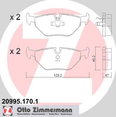 ZIMMERMANN ТОРМОЗНЫЕ КОЛОДКИ ЗАД 3 (Е30,Е36), 5 (E34), 7(E32) (20995.170.1)