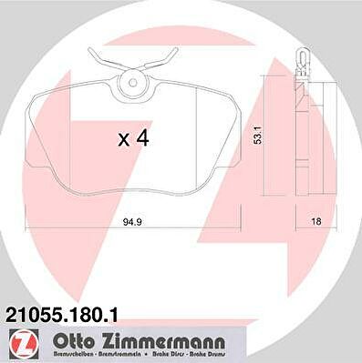 Zimmermann 21055.180.1 комплект тормозных колодок, дисковый тормоз на MERCEDES-BENZ 190 (W201)