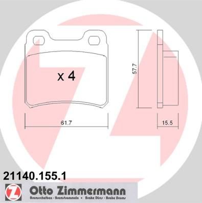 Zimmermann 21140.155.1 комплект тормозных колодок, дисковый тормоз на OPEL VECTRA A (86_, 87_)