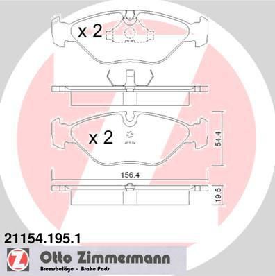 Zimmermann 21154.195.1 комплект тормозных колодок, дисковый тормоз на SAAB 9000