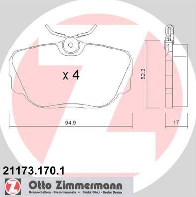 Zimmermann 21173.170.1 комплект тормозных колодок, дисковый тормоз на 3 (E30)