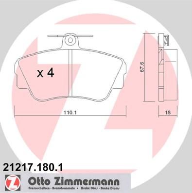 Zimmermann 21217.180.1 комплект тормозных колодок, дисковый тормоз на VOLVO 460 L (464)