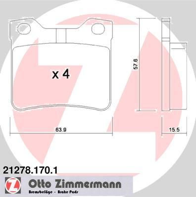 Zimmermann 21278.170.1 комплект тормозных колодок, дисковый тормоз на PEUGEOT 406 Break (8E/F)