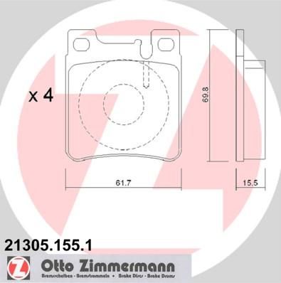 ZIMMERMANN КОЛОДКИ ТОРМ MER W124,129,202,208,210,140 ЗАД. (WVA 21305) (21305.155.1)